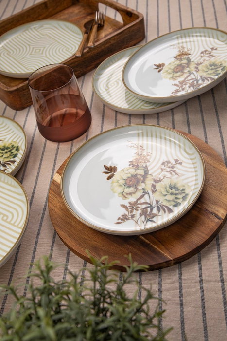 Hermia NNMOD19DUS6880708 Juego para servir tartas (6 piezas), porcelana 19x19x2 cm, apto microondas y lavavajillas